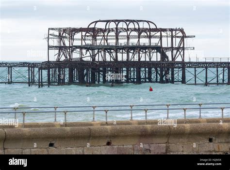 Remains of the old West Pier in Brighton, East Sussex, England, UK ...