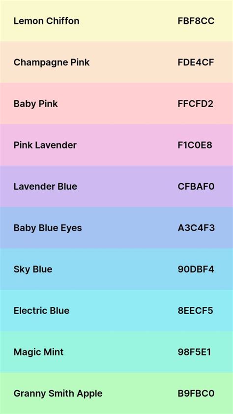 Pastel - Colornamne and palette | Hex color palette, Color palette design, Lavender color palette