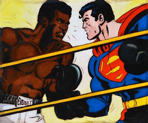 Superman vs Muhammad Ali - Comics painting - Yann Kempen