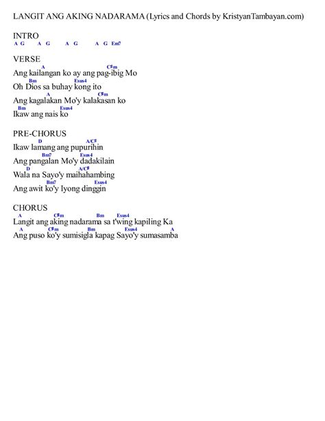 Langit Ang Aking Nadarama With Lyrics Chords Malayang Pilipino Chords ...