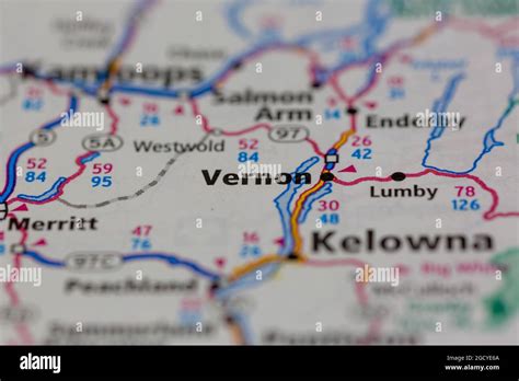 Vernon British Columbia Canada shown on a road map or Geography map Stock Photo - Alamy