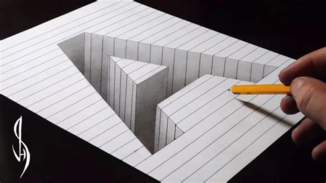 Drawing A Hole in Line Paper - 3D Trick Art - YouTube