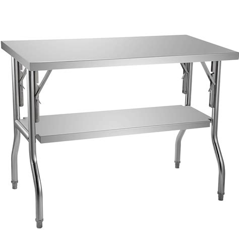 Buy VEVOR Commercial Worktable Workstation 48x30 Inch Folding Commercial Prep Table, Double ...