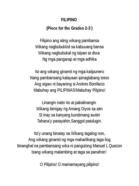 Tula Sa Filipino | PDF