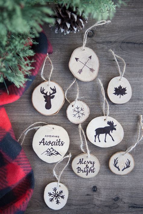 Faux Wood Burned Christmas Tree Ornaments