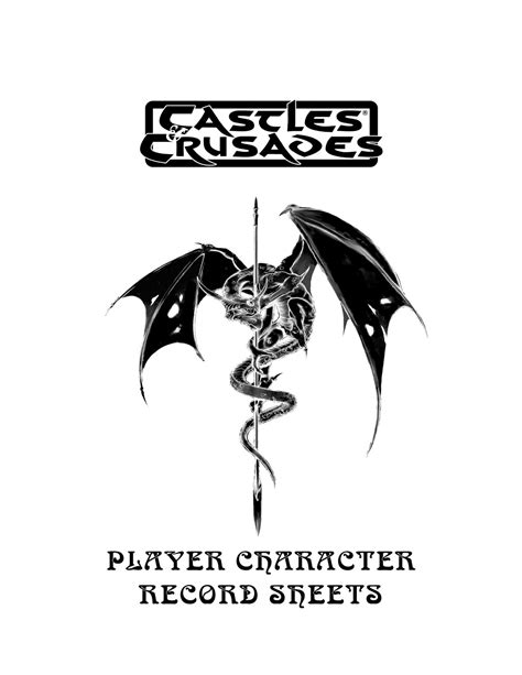 Castles & Crusades Universal Character Reference Sheet for Download