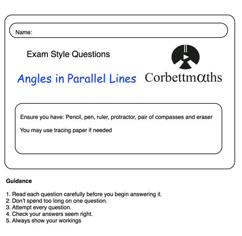 Angles in Parallel Lines Practice Questions – Corbettmaths