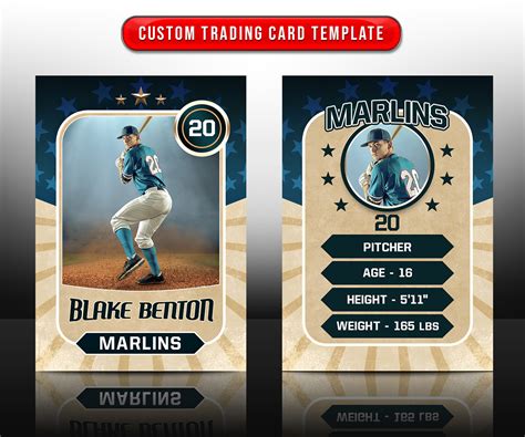 Custom Sports Trading Cards and 5x7 Template - Retro