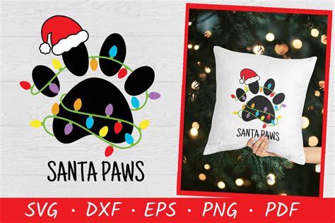 Santa Paws SVG | Christmas SVG | Dog Paw Print SVG - So Fontsy