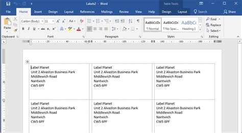 How To Print A Sheet Of Address Labels Using Create Labels In Word