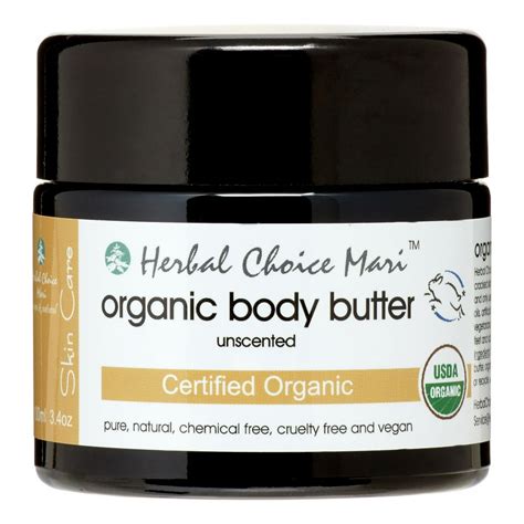 Herbal Choice Mari Organic Body Butter Unscented 100ml/ 3.4oz Glass Jar - Walmart.com - Walmart.com