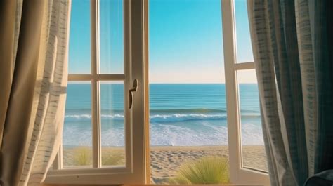 Premium AI Image | beach view background the view from the window with ...