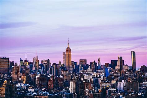 manhattan sunset, city and Urban, background, backgrounds, cityscape, hD Wallpaper, nYC, pink ...