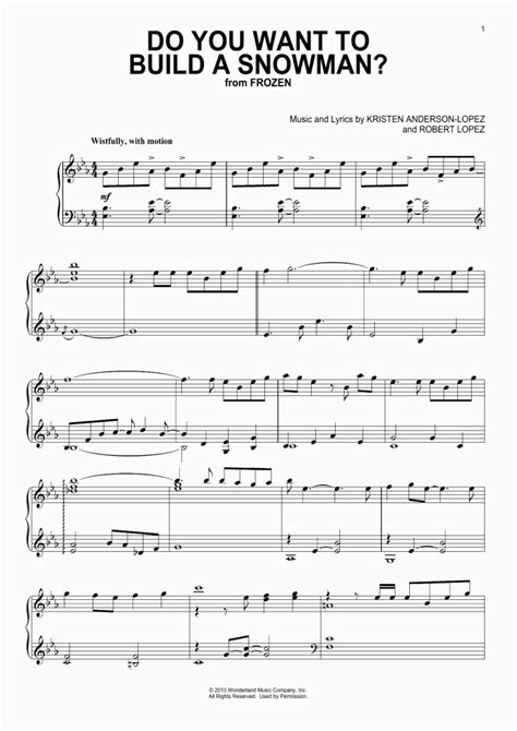 Do You Want To Build A Snowman? Piano Sheet Music