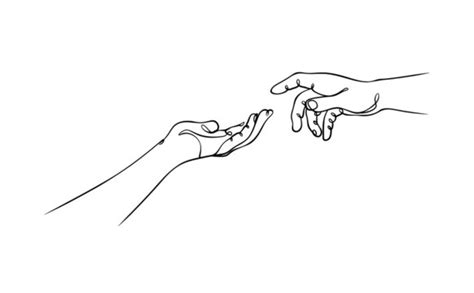 Two Reaching Hand Drawing Clipart