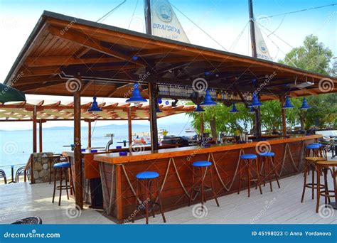 Greek Beach Bar Editorial Stock Photo - Image: 45198023