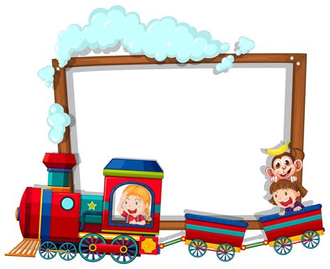 Border template with kids on the train 432601 Vector Art at Vecteezy