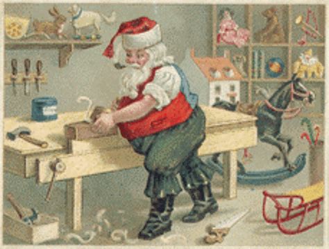 Vintage Christmas Postcard: Santa's Workshop