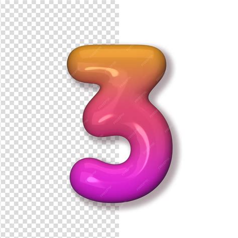 Premium PSD | Number 3 pink and orange color number in the form of balloons