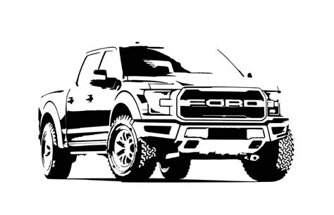 Ford F150 outline B&W front side view vector vectorized print | Etsy in ...