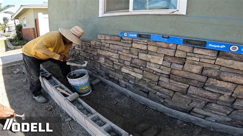 How to Install Stone Veneer/Precast Concrete Caps! This Made the house ...