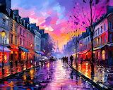 ssummerfield - Colorful Images - Purple Sky Parisian Sunset Street