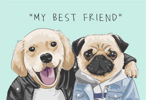 friendship slogan with cartoon dogs friend illustration 669871 Vector Art at Vecteezy