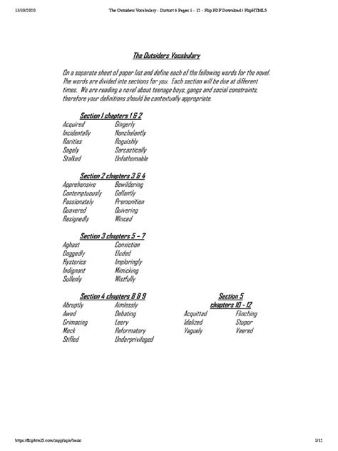 The Outsiders Vocabulary - District 6 P... 1 - 12 - Flip PDF Download ...