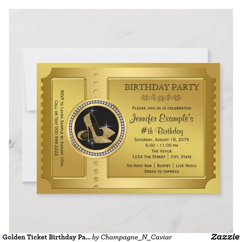 Golden Ticket Birthday Party Invitation | Zazzle.com in 2021 | Birthday party invitations ...