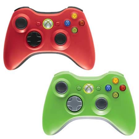 Limited Edition Xbox 360 Wireless Controllers in red and green colors - TechGadgets