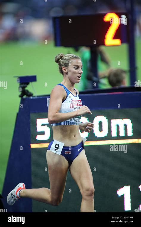 Melissa Courtney-Bryant running 5000 meters at the European Athletics Championships in Berlin ...