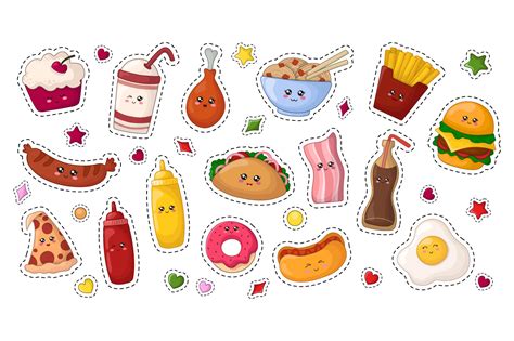 Printable Kawaii Food Cute Stickers For Kids - IMAGESEE