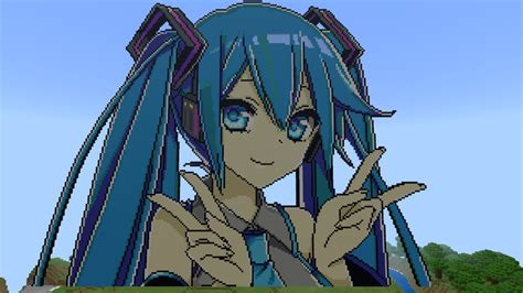 This is my Hatsune Miku pixel art. It took me 18h30. : r/Minecraft