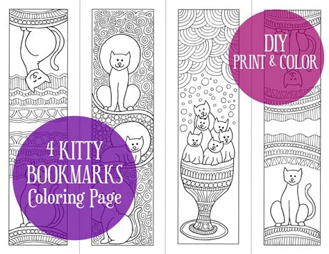 Printable Coloring Pages Kitty cats Coloring Bookmarks DIY