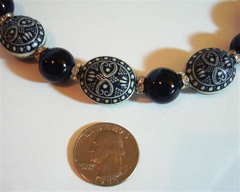 Large Bead Necklace Black and Silver 18 Beaded - Etsy