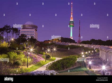 Namsan Park and N Seoul Tower at Night, South Korea Stock Photo - Alamy