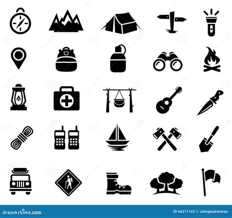 Camping, Outdoor Activity, Recreation, Icons Stock Vector - Image: 66211142