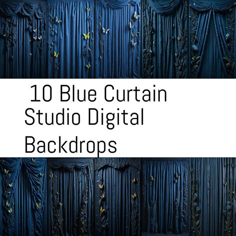 10 Blue Curtain Studio Digital Backdrops Butterfly Blue Curtain Background Creative Photography ...