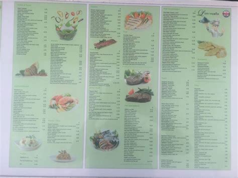 Menu at Limoncello steakhouse, Costa Adeje, C.C. Litoral