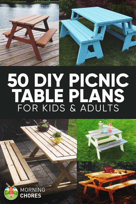 50 Free DIY Picnic Table Plans for Kids and Adults