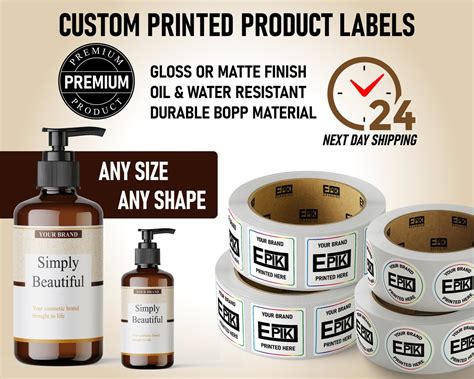 Custom Product Labels on Rolls Sheets High End Look Choose Your Size Glossy or Matte Finish Oil ...