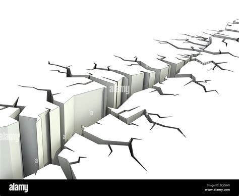 earthquake ground crack 3d rendering Stock Photo - Alamy