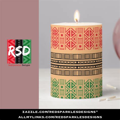 Kwanzaa Flag Patterns Pillar Candle | Zazzle | Pillar candles, Kwanzaa ...