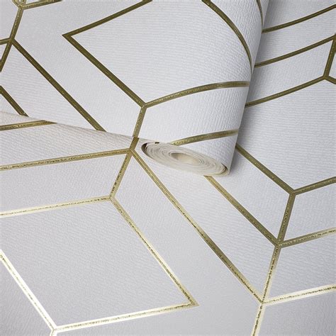 Golden Geometric Removable Art Deco Wallpaper, Temporary, Minimalist ...