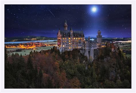 Neuschwanstein Castle at Night, Germany - Lantern Press Photography (36x24 Giclee Art Print ...