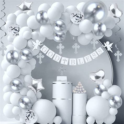 Buy Elkanah All White Christening Decorations for Boys Girls First Communion Decorations ...