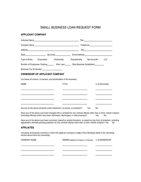 Small Business Loan Application Form Free Download