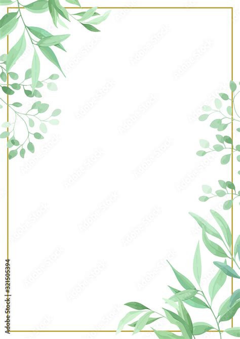 Floral frame template. Green leaves border. Vector illustration.. Stock Vector | Adobe Stock