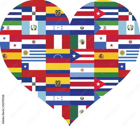 National Hispanic Heritage Month Flags Heart Stock Vector | Adobe Stock