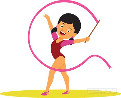 Gymnastics Clipart-girl performs rhythmic gymnastics using ribbon clipart